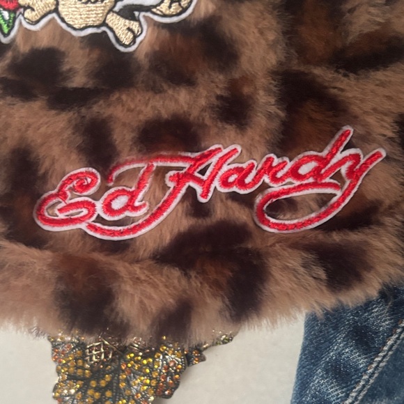 Ed Hardy Brown Leopard Bucket Hat with Skull Design NWT - Picture 3 of 11